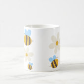 Abeilles mignonnes avec une Mug de Fleurs blanches (Centre)