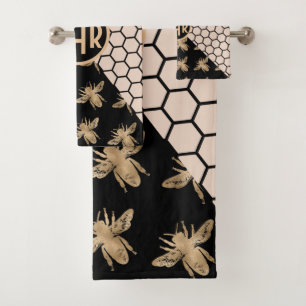 Abeilles noires et d'or et monogramme d'abeille ro