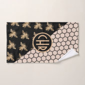 Abeilles noires et d'or et monogramme d'abeille ro (Serviette à main)