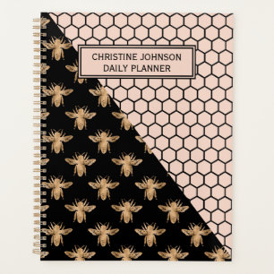 Abeilles noires et d'or et monogramme d'abeilles r