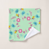 Abeilles, oiseaux et fleurs vert motif (Gant de toilette)