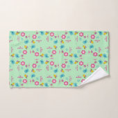 Abeilles, oiseaux et fleurs vert motif (Serviette à main)