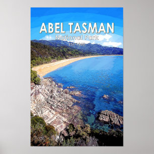 Abel Tasman National Park Nieuw-Zeeland Retro  Poster