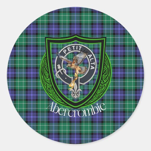 Abercrombie Schotse Clan Tartan & Crest Ronde Sticker (Voorkant)