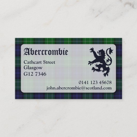 Abercrombie Tartan Visitekaartje (Voorkant)