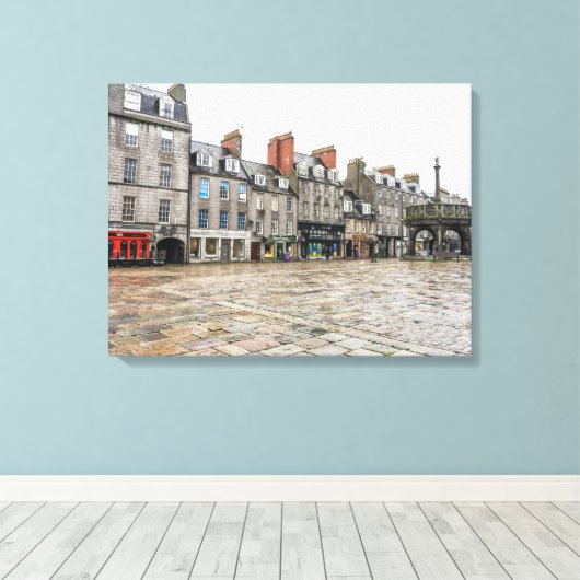 Aberdeen Castlegate uitzicht canvas print (Insitu (Houten vloer))