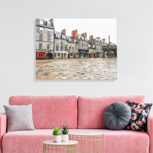Aberdeen Castlegate uitzicht canvas print (Insitu (Woonkamer))