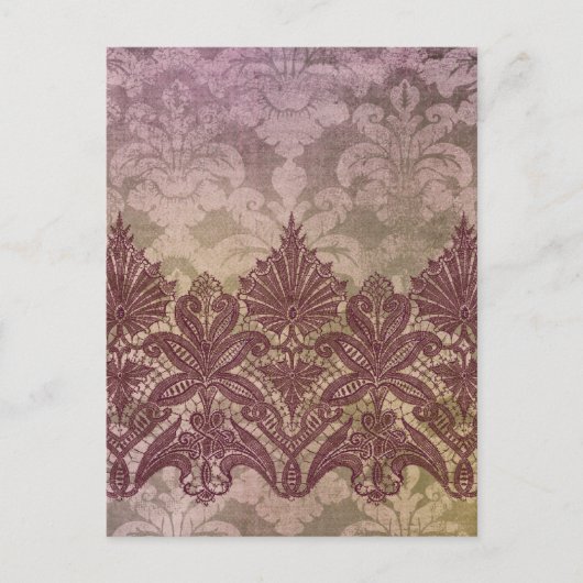ABERDEEN HEIRLOOM, LACE & DAMASK: VICTORIAANS PINK BRIEFKAART (Voorkant)