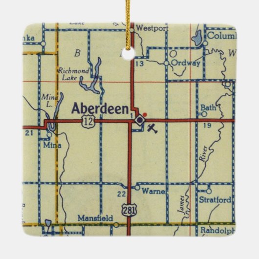 Aberdeen SD 50's Map Keramisch Ornament (Achterkant)