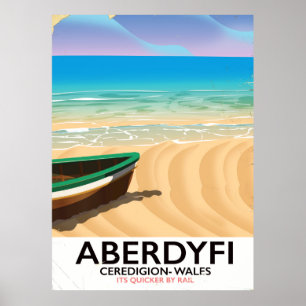 Aberdyfi, Ceredigion Wales vintage poster