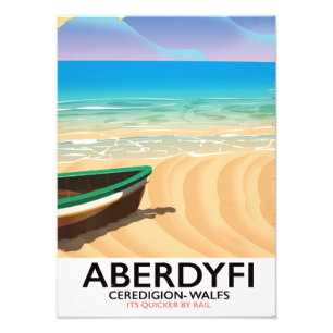 Aberdyfi, Ceredigion Wales vintage reisposter Foto Afdruk