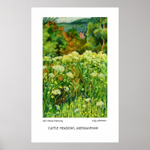 Abergavenny Castle Meadows Print of Poster