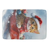 Abessijnse kat in slee laat het sneeuwen Kerstmis Badmat (Voorkant)