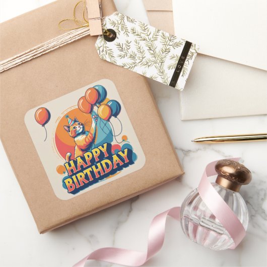 Abessijnse kat kleurrijk vierkante sticker (Geschenken)