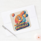 Abessijnse kat kleurrijk vierkante sticker (Envelop)