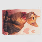 Abessijnse Kat met Rozen - Valentijnsdag  Golfhanddoek (Horizontaal)