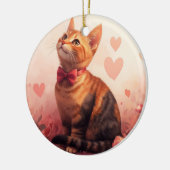Abessijnse kat met Rozen - Valentijnsdag Keramisch Ornament (Links)