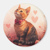 Abessijnse kat met Rozen - Valentijnsdag Magneet (Voorkant)
