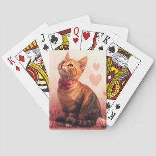 Abessijnse kat met Rozen - Valentijnsdag Pokerkaarten