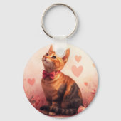 Abessijnse kat met Rozen - Valentijnsdag Sleutelhanger (Achterkant)