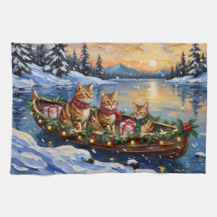 Abessijnse Katten Kerst Boot Vakantie Theedoek