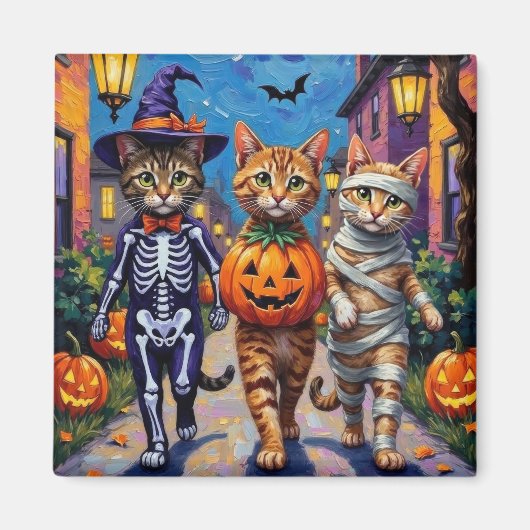 Abessijnse katten truc-of-behandeling in Halloween Magneet (Voorkant)