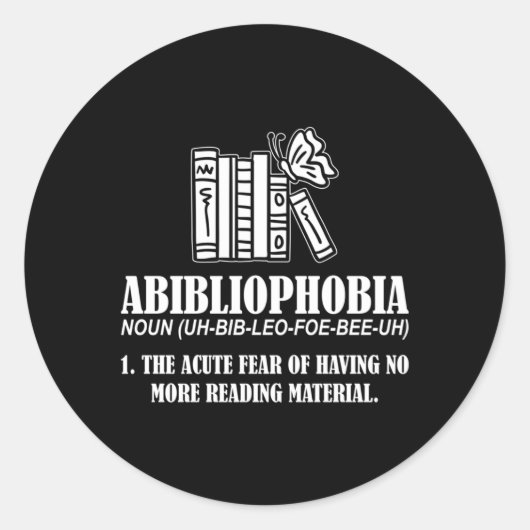 Abibliofobie Avid Reader of Boekenworm Ronde Sticker (Voorkant)