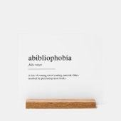 Abibliofobie definitie acryl bord (Voorkant)
