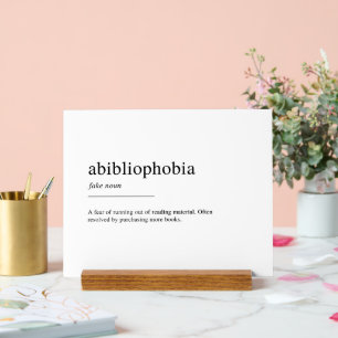 Abibliofobie definitie acryl bord