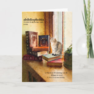 Abibliofobie-(Uh-bib-li-uh-fo-bee-yuh) humoristisc Kaart
