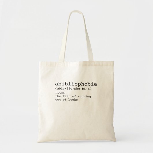 Abibliophobia definition book reading lovers funny tote bag (Voorkant)