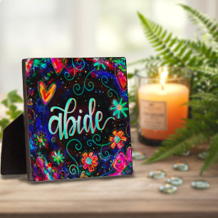 Abide  Floral ONE WORD Inspirivity Plaque Fotoplaat