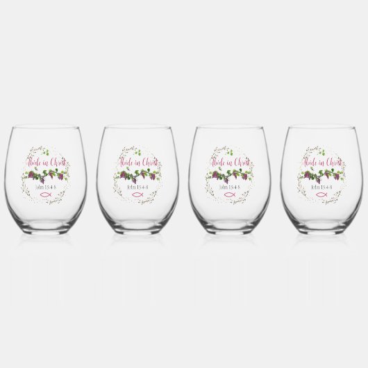 Abide in Christus Wijnglas Zonder Voet (Voorkant)
