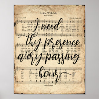 Abide met me Manuscript Hymn Druk Poster