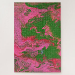 Abigail 2 Crazy Roze Groen Abstract Puzzel