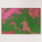 Abigail 3 Rose Vert Abstrait Puzzle (Horizontal)