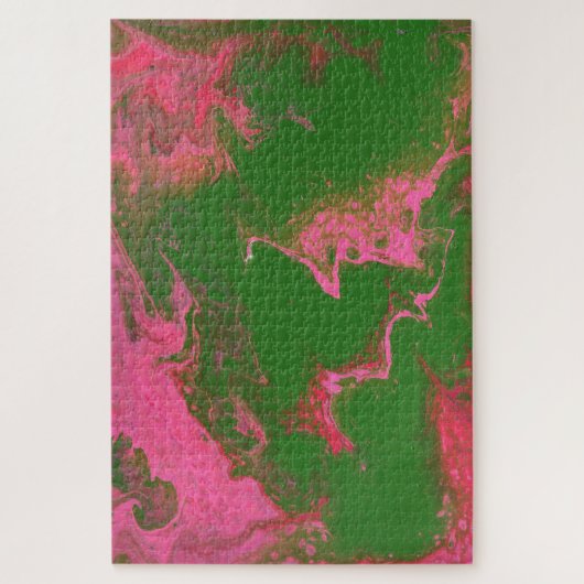 Abigail 3 Rose Vert Abstrait Puzzle (Vertical)