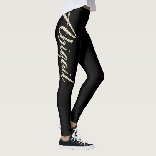 Abigail blanc or écriture manuscrite Leggings (Droite)