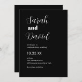 Abigail Font Modern chique zwart-wit bruiloft Kaart (Voorkant / Achterkant)