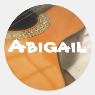 Abigail gitaar naamlabel ronde sticker