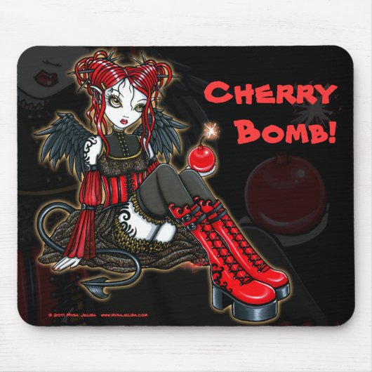 "Abigail" Gothic Cherrybom Devil Fairy Mousepad Muismat (Voorkant)