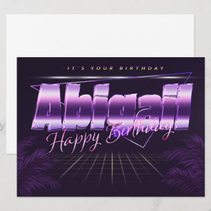 Abigail prénom carte rétro lilas pour anniversaire
