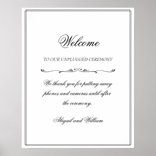 Abigail Simple Unplugged Ceremony Sign Poster (Voorkant)