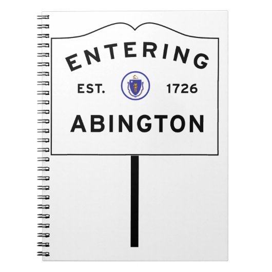 Abington, Massachusetts, stad invoeren teken Notitieboek (Voorkant)