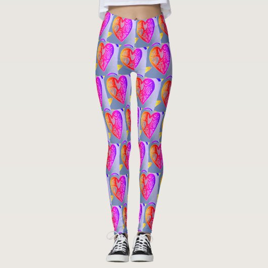 ABL - 161 - Roze harten - leggings (Voorkant)