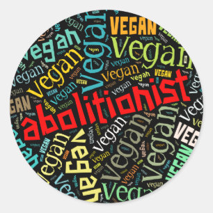 "Abolitionist Vegan" Word-Cloud-mozaïek Ronde Sticker