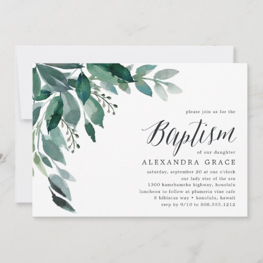 Abondant feuillage | Invitation au baptême (Devant)