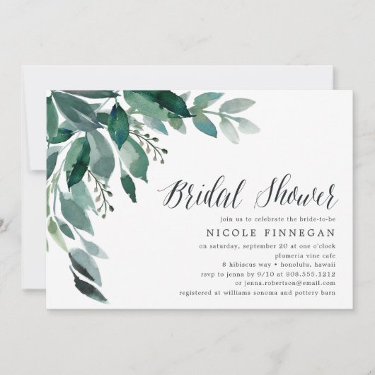 Abondant feuillage | Invitation de douche nuptiale (Devant)