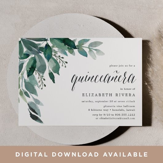 Abondant feuillage | Quinceanera Invitation