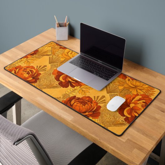 Abondantes Fleurs Orange Doré Art Déco (Bureau 2)